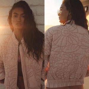 Anthropologie Relaxed Quilted Jacket Pink Small